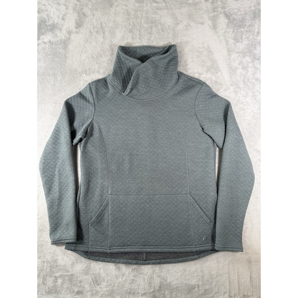 Kuhl Athena Sweater Womens Large Grey Cowl Neck Quilted Wool Blend Pullover